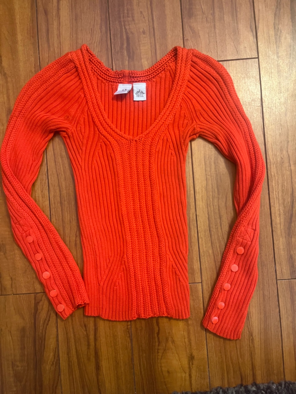 A/X Women’s Ribbed Scoop Neck Sweater - Bright Orange